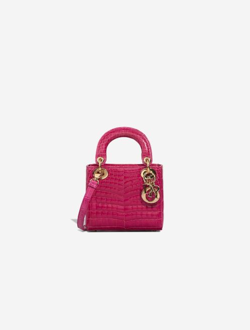 Dior Lady Micro Crocodile Neon Pink Front | Sell your designer bag
