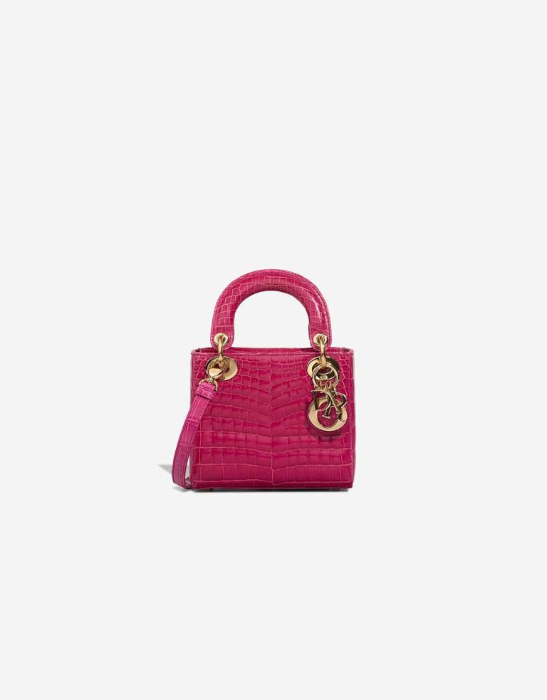 Dior Lady Micro Crocodile Neon Pink Front | Sell your designer bag