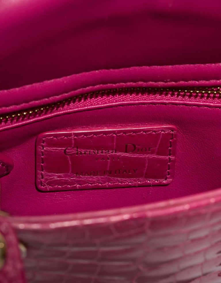 Dior Lady Micro Crocodile Neon Pink Logo | Sell your designer bag