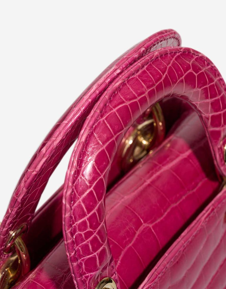 Dior Lady Micro Crocodile Neon Pink Signs of wear | Sell your designer bag