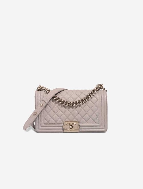 Chanel Boy Old Medium Caviar Light Grey Front | Sell your designer bag