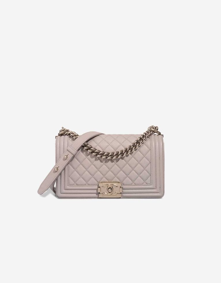 Chanel Boy Old Medium Caviar Light Grey Front | Sell your designer bag