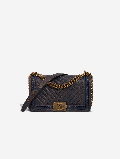 Chanel Boy Old Medium Caviar Blue / Metallic Gold Front | Sell your designer bag