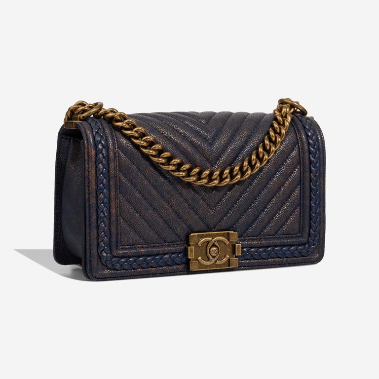 Chanel Boy Old Medium Caviar Blue / Metallic Gold | Sell your designer bag