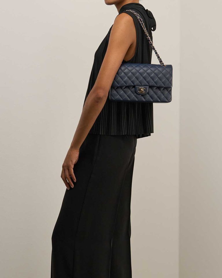 Chanel Timeless Medium Caviar Blue Front | Sell your designer bag