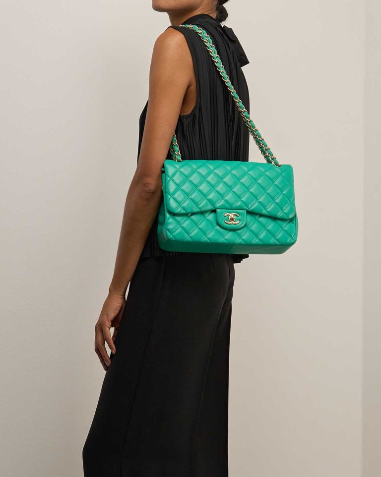 Chanel Timeless Jumbo Lamb Mint Front | Sell your designer bag