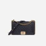 Chanel Boy Old Medium Caviar Dark Blue Front | Sell your designer bag