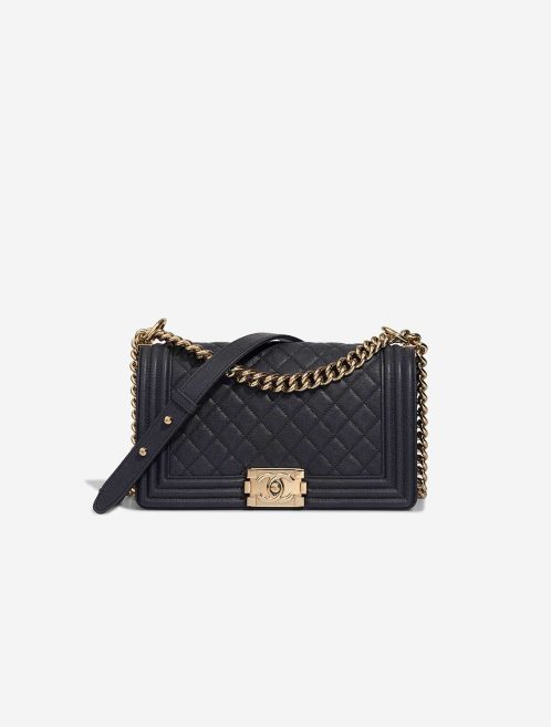 Chanel Boy Old Medium Caviar Dark Blue Front | Sell your designer bag