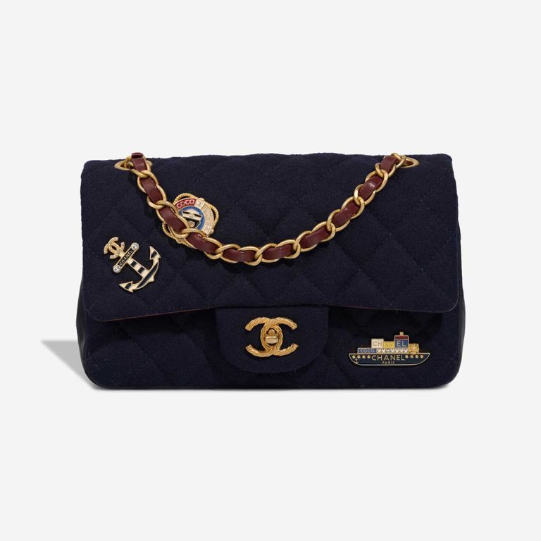 Chanel Timeless Mini Rectangular Jersey / Lamb Blue Front | Sell your designer bag