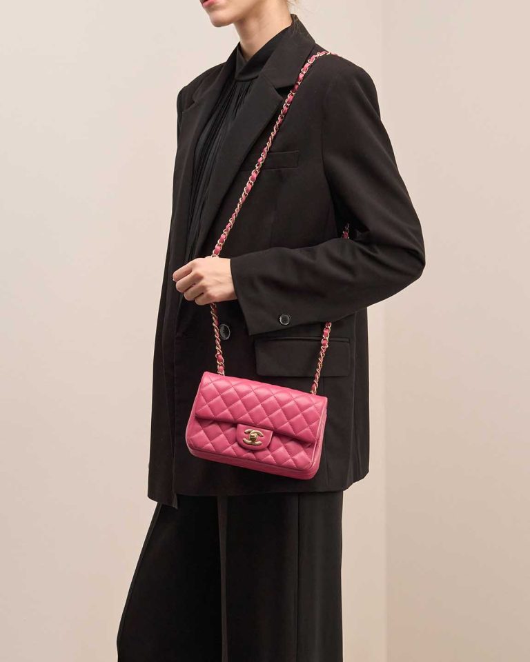 Chanel Timeless Mini Rectangular Lamb Pink Front | Sell your designer bag