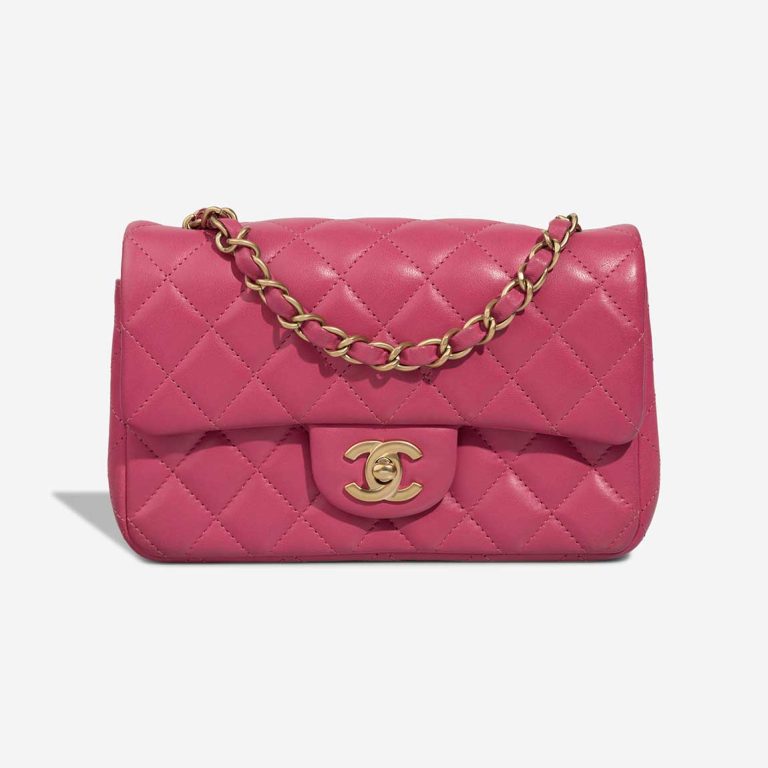 Chanel Timeless Mini Rectangular Lamb Pink Front | Sell your designer bag