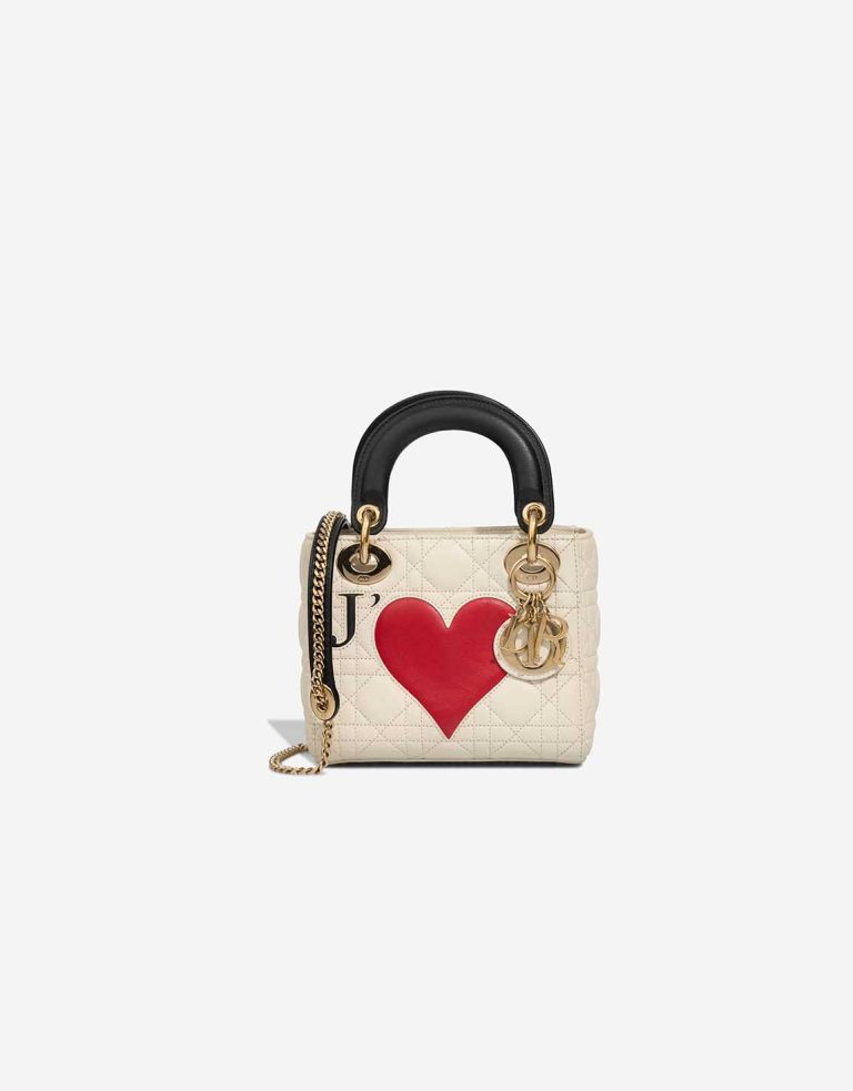 Dior Lady Mini Lamb White / Black / New White Front | Sell your designer bag