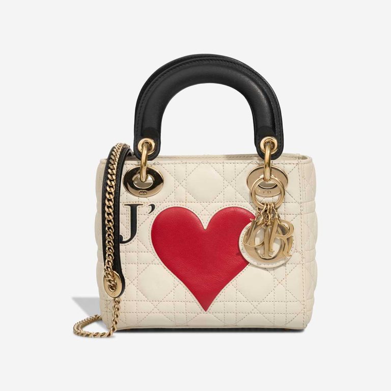 Dior Lady Mini Lamb White / Black / New White Front | Sell your designer bag