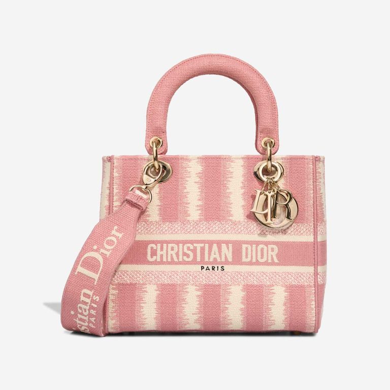 Dior Lady D-Lite Medium Canvas Pink Front | Sell your designer bag