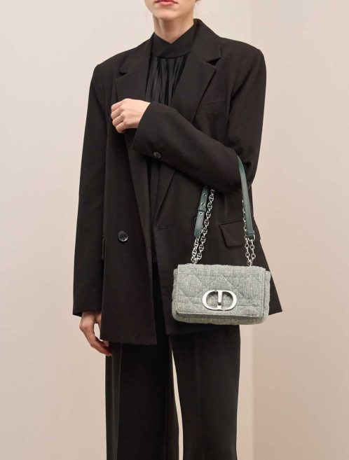 Dior Caro Small Tweed Light Grey on Model | Sell your designer bag