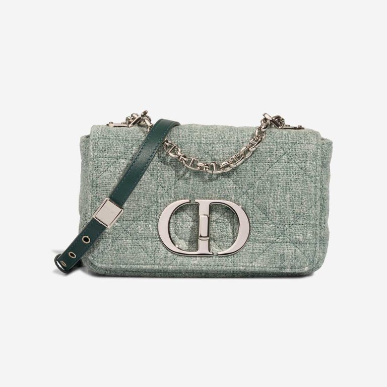Dior Caro Small Tweed Light Grey Front | Sell your designer bag