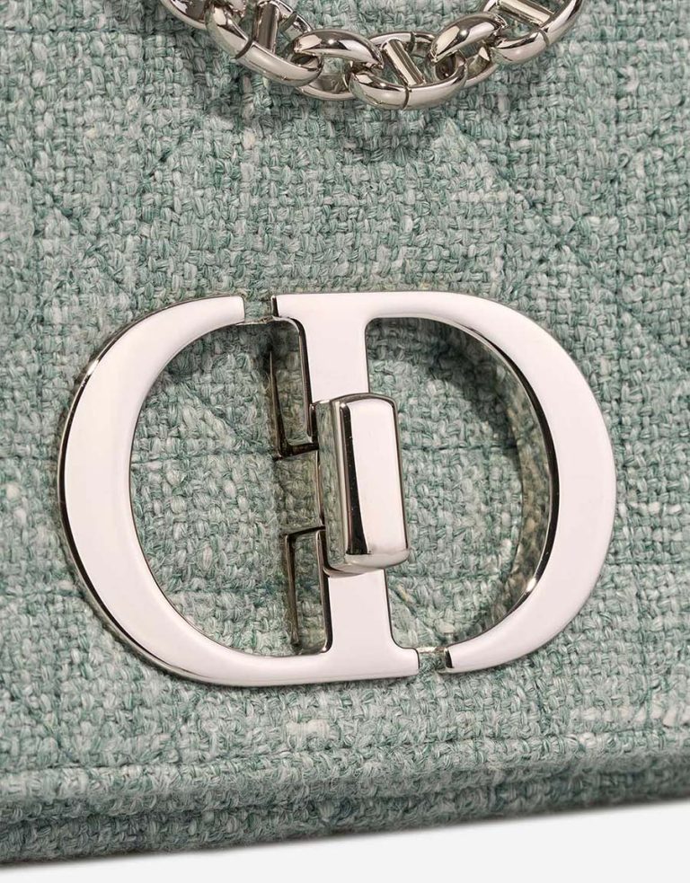 Dior Caro Small Tweed Light Grey Closing System | Sell your designer bag