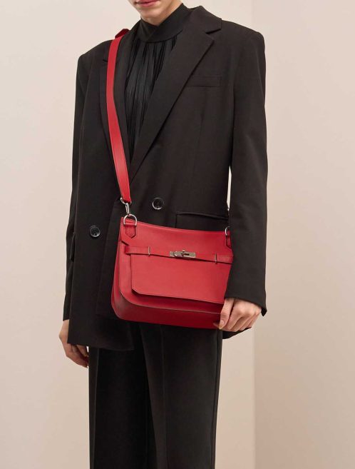 Hermès Jypsière 28 Swift Rouge Tomate on Model | Sell your designer bag