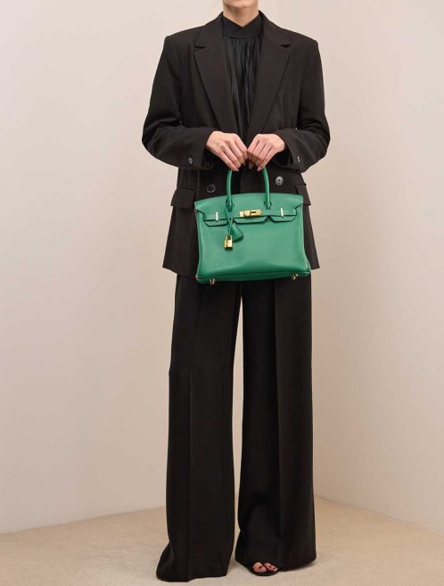 Hermès Birkin 30 Evercolor Vert Vertigo on Model | Sell your designer bag