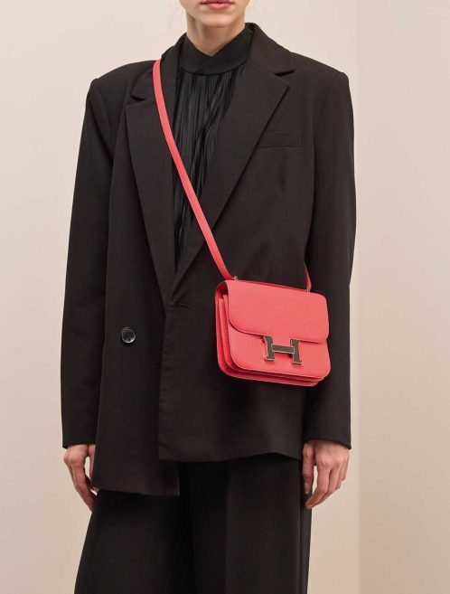 Hermès Constance 18 Chèvre Mysore Rose Texas on Model | Sell your designer bag
