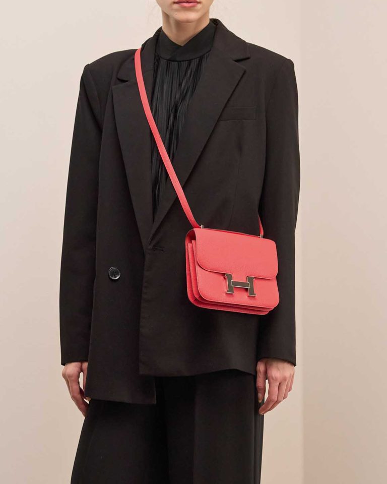 Hermès Constance 18 Chèvre Mysore Rose Texas Front | Sell your designer bag