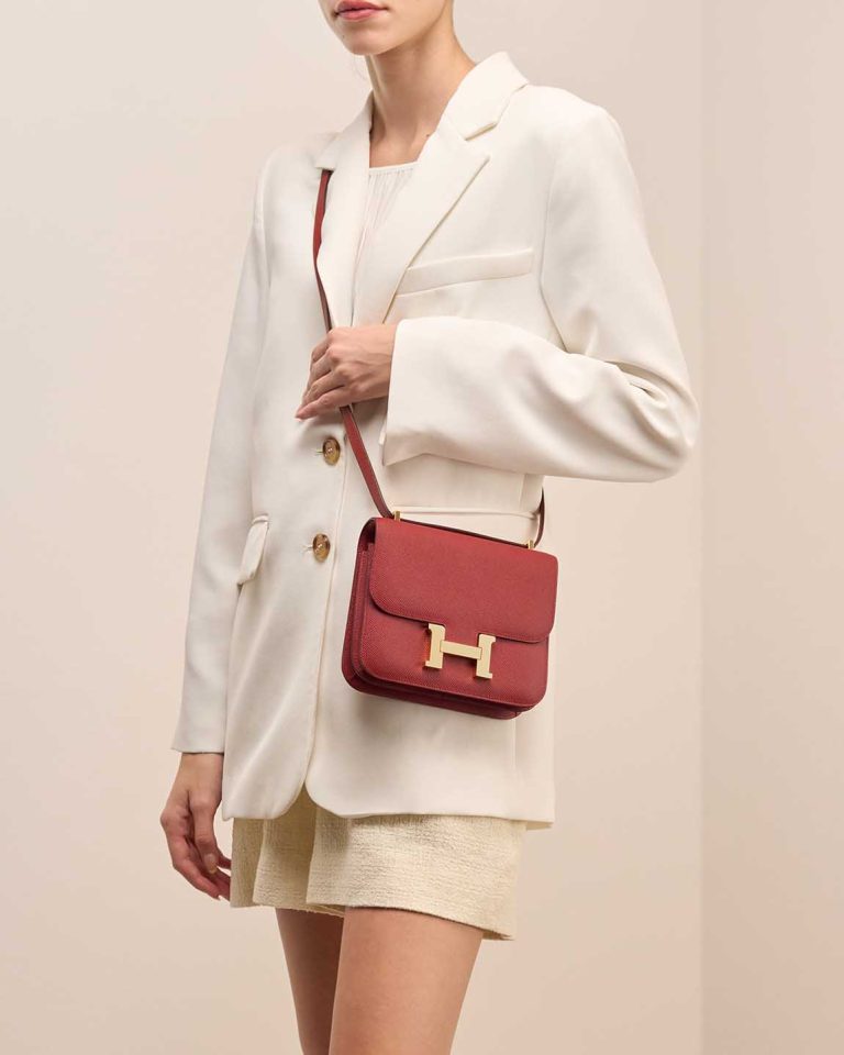 Hermès Constance 18 Epsom Rouge Venitien on Model | Sell your designer bag