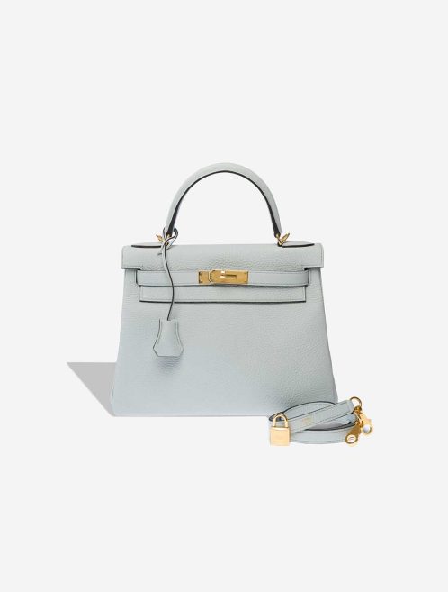 Hermès Kelly 28 Clémence Bleu Pale Front | Sell your designer bag