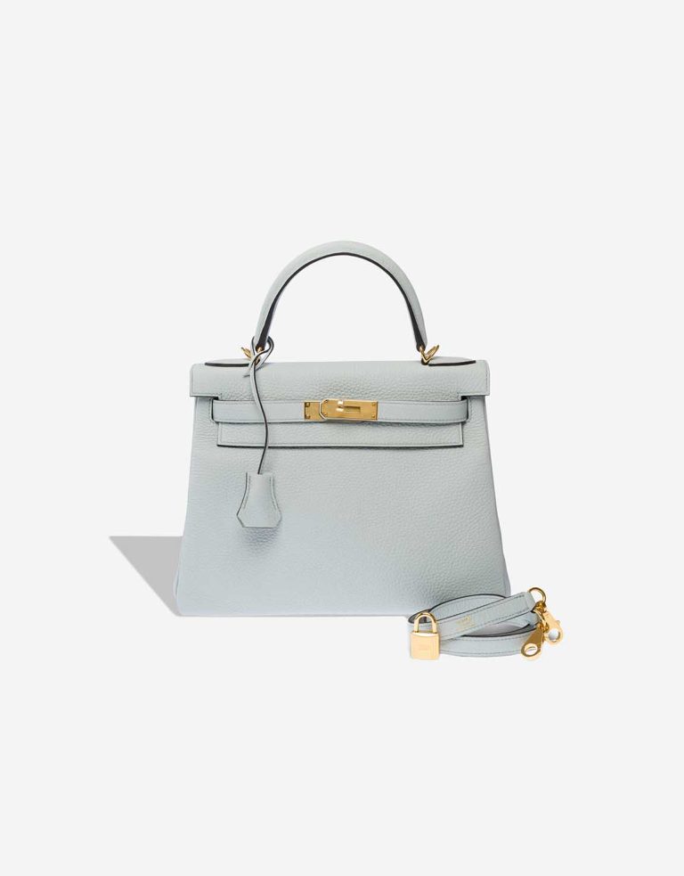 Hermès Kelly 28 Clémence Bleu Pale Front | Sell your designer bag