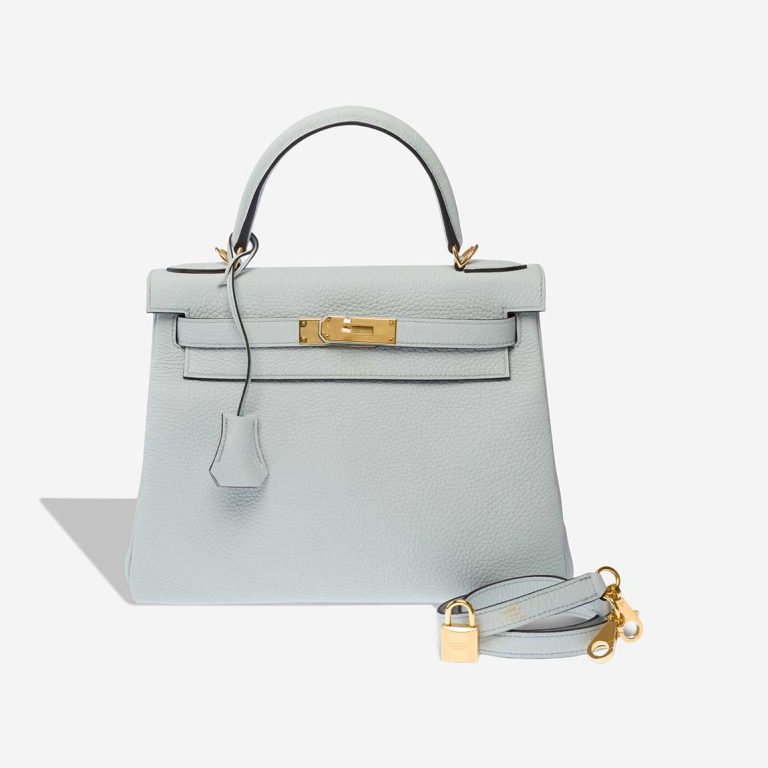 Hermès Kelly 28 Clémence Bleu Pale Front | Sell your designer bag