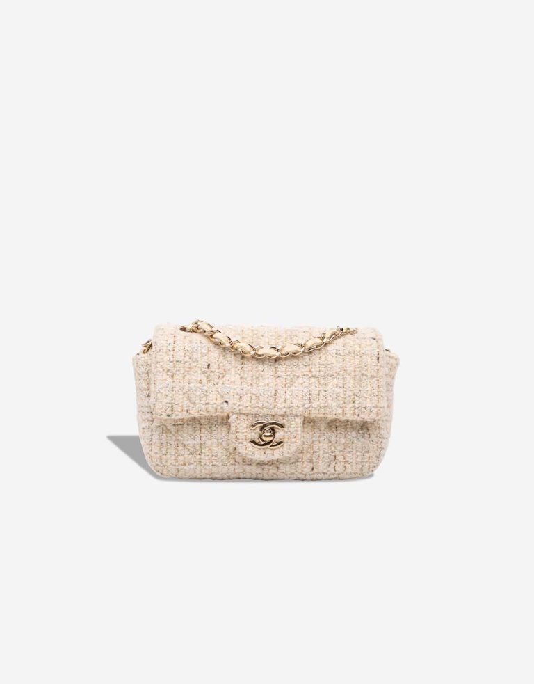 Chanel Timeless Mini Rectangular Tweed Cream Front | Sell your designer bag