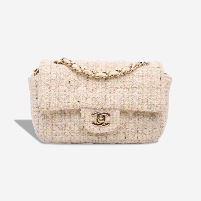 Chanel Timeless Mini Rectangular Tweed Cream Front | Sell your designer bag