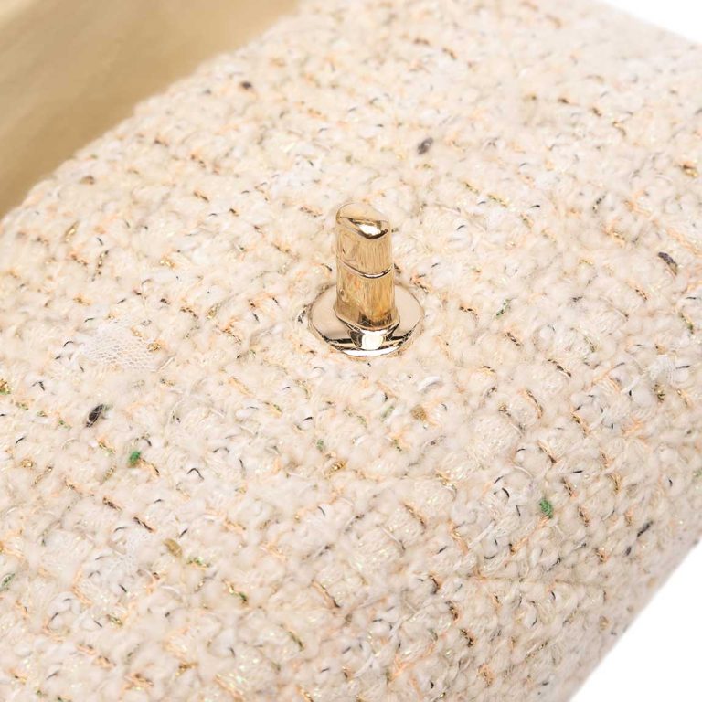 Chanel Timeless Mini Rectangular Tweed Cream Closing System | Sell your designer bag