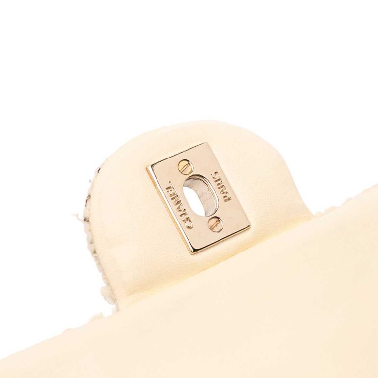 Chanel Timeless Mini Rectangular Tweed Cream Front | Sell your designer bag