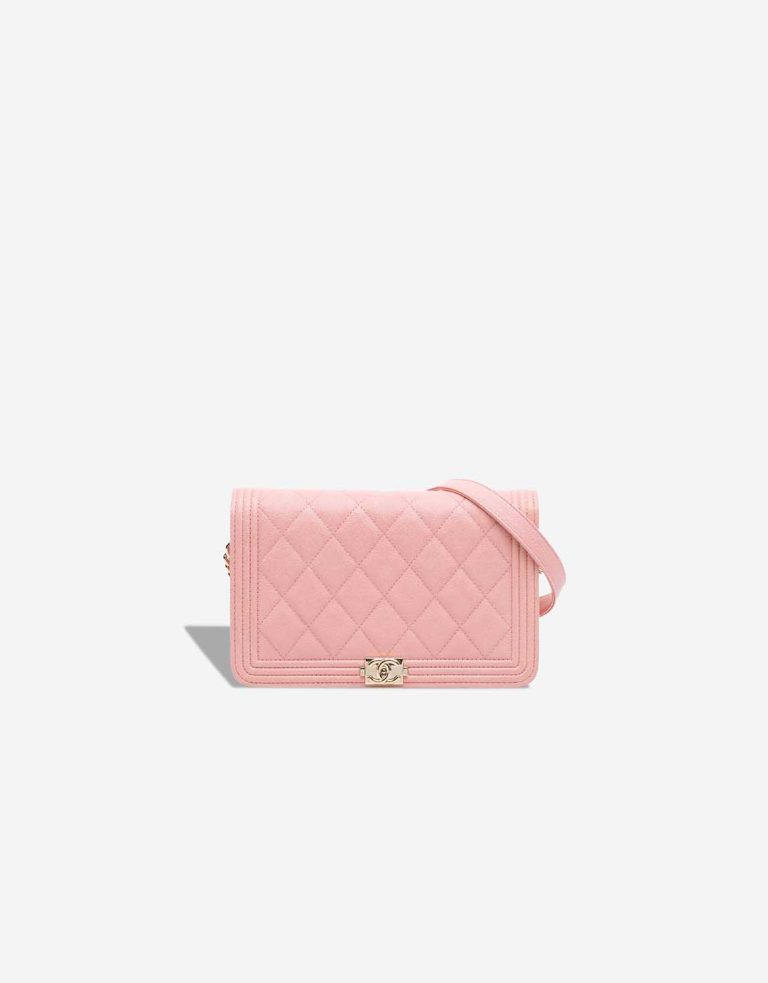 Chanel Boy Wallet On Chain Caviar Light Pink Front | Sell your designer bag