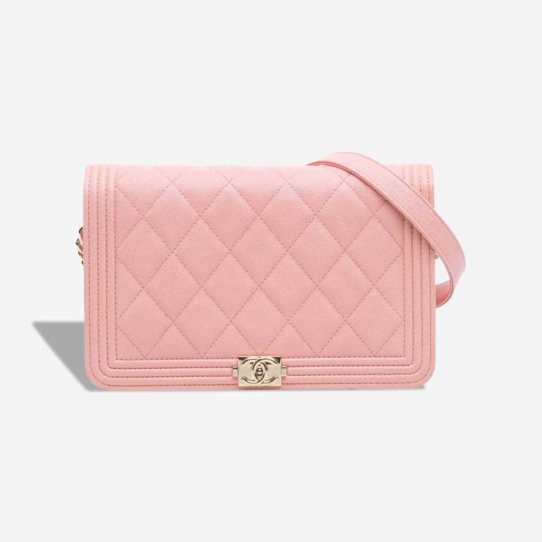 Chanel Boy Wallet On Chain Caviar Light Pink Front | Sell your designer bag