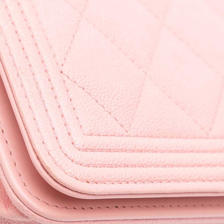 Chanel Boy Wallet On Chain Caviar Light Pink Signs of wear | Sell your designer bag