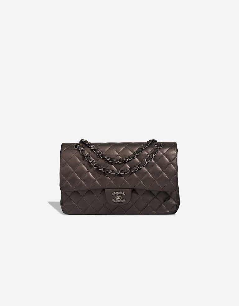 Chanel Timeless Medium Lamb Dark Grey Front | Sell your designer bag