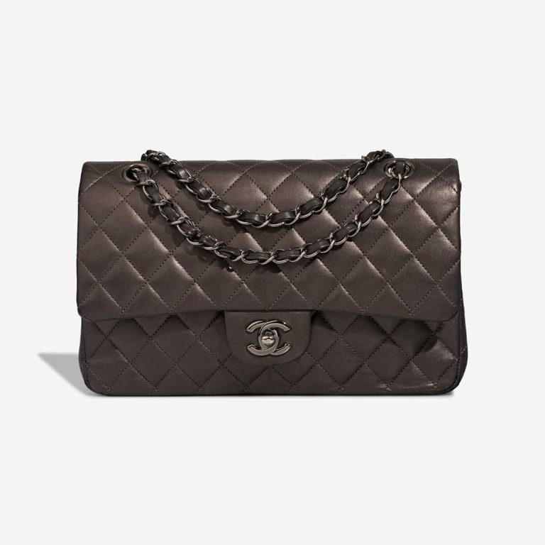 Chanel Timeless Medium Lamb Dark Grey Front | Sell your designer bag