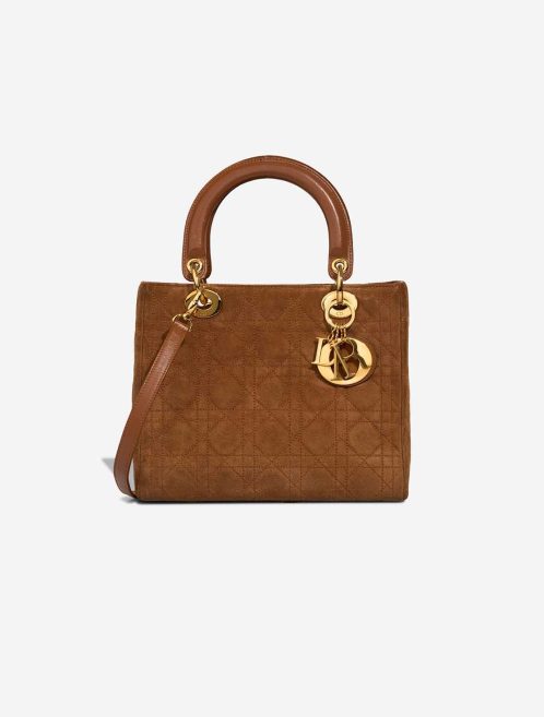 Dior Lady Medium Suede Brown Front | Sell your designer bag