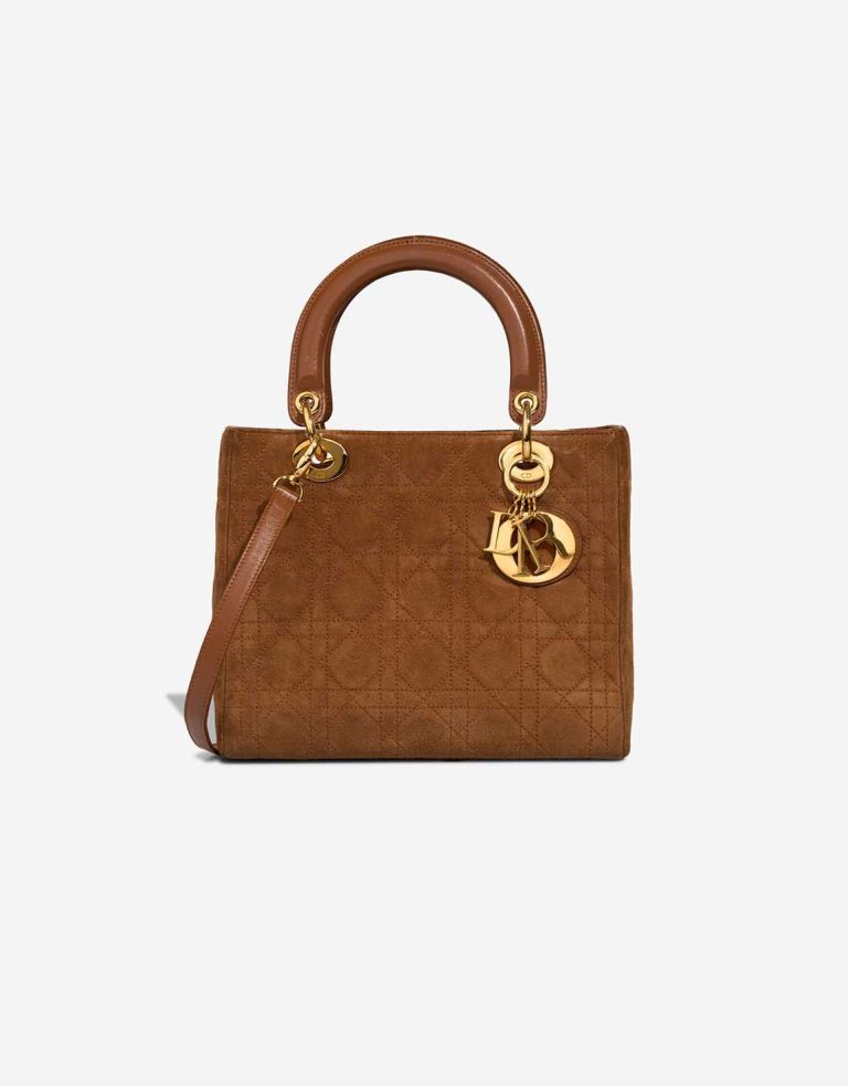 Dior Lady Medium Suede Brown Front | Sell your designer bag