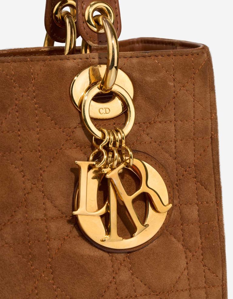 Dior Lady Medium Suede Brown Closing System | Sell your designer bag