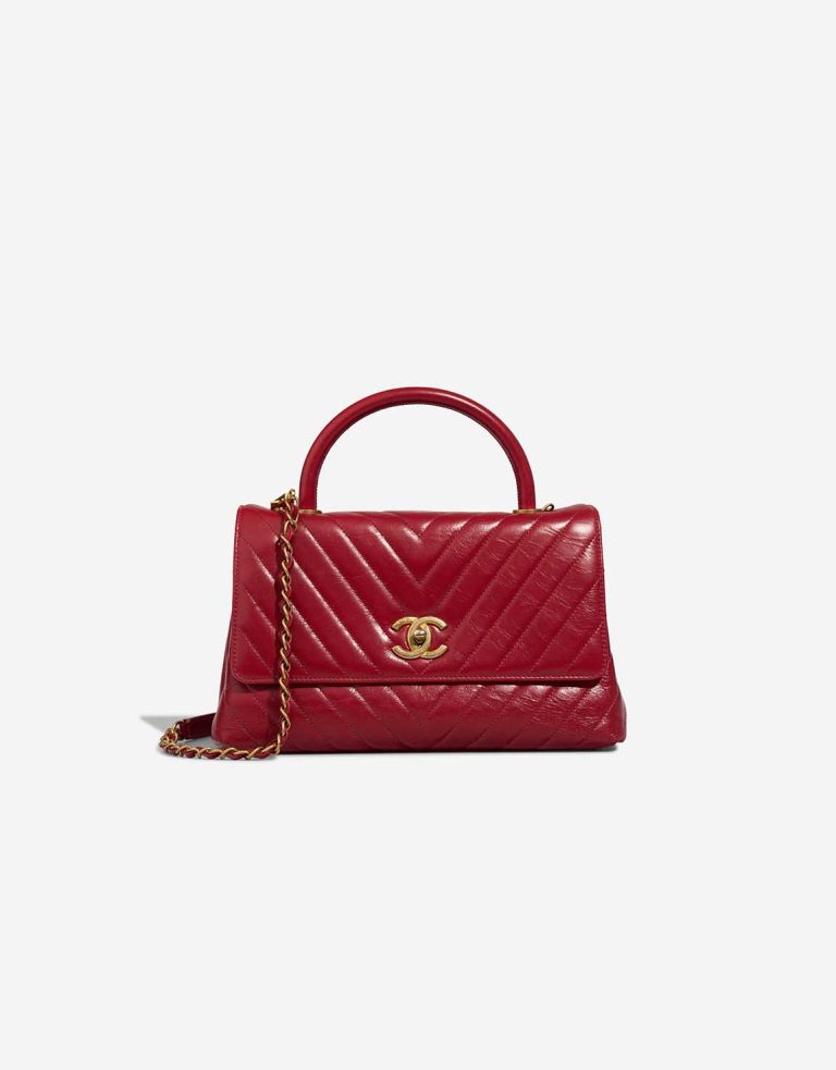 Chanel Timeless Handle Medium Crinkled Calf Red Front | Sell your designer bag