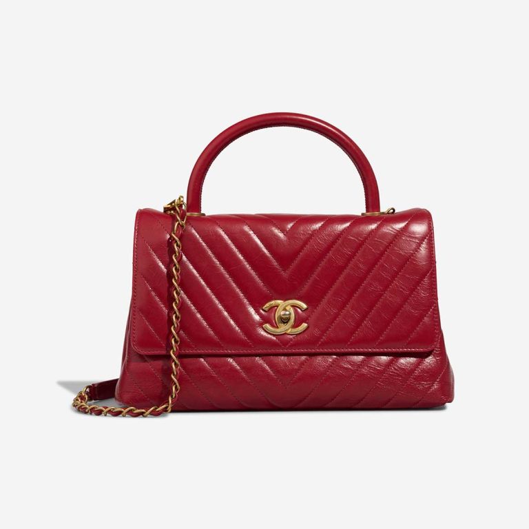 Chanel Timeless Handle Medium Crinkled Calf Red Front | Sell your designer bag