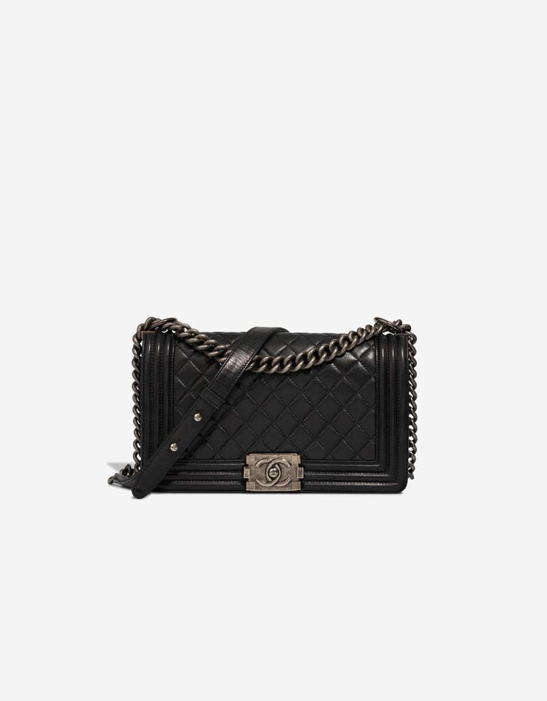 Chanel Boy Old Medium Lamb Black Front | Sell your designer bag