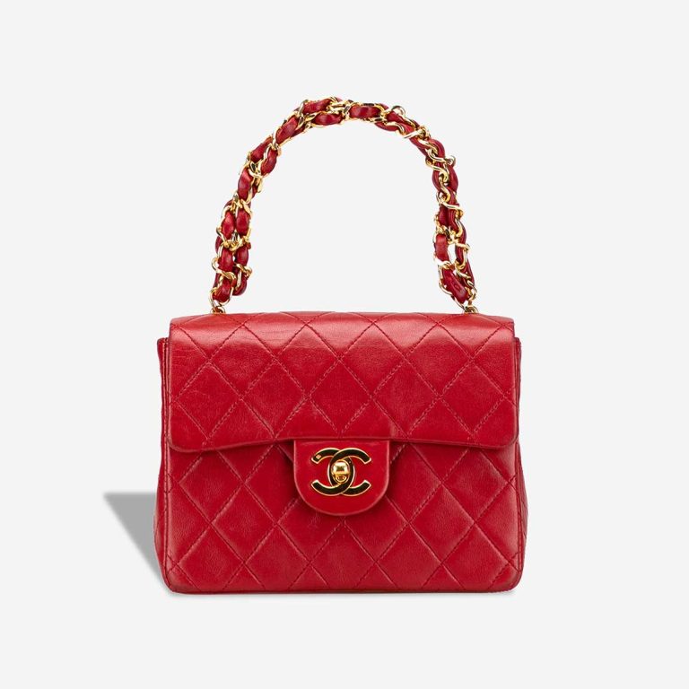 Chanel Timeless Mini Square Lamb Red Front | Sell your designer bag
