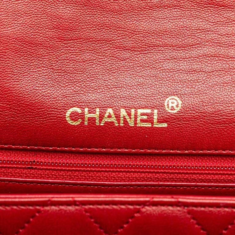 Chanel Timeless Mini Square Lamb Red Logo | Sell your designer bag