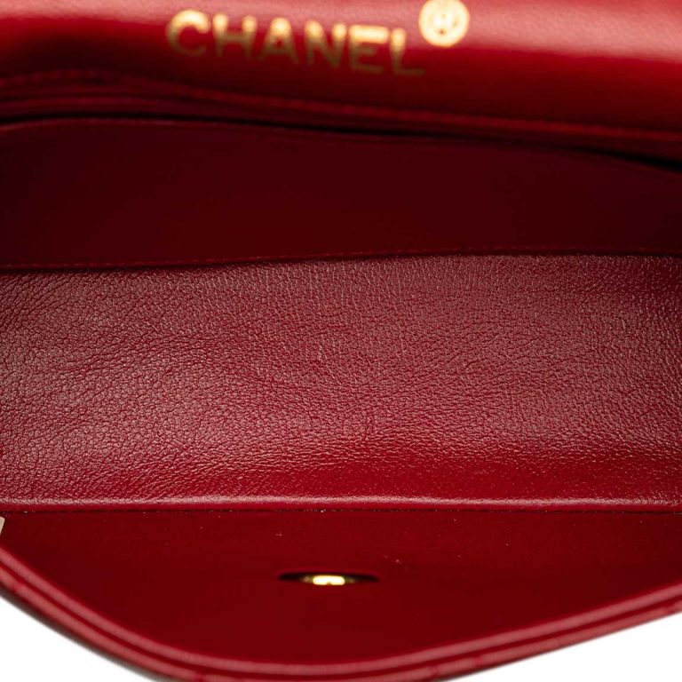 Chanel Timeless Mini Square Lamb Red Inside | Sell your designer bag