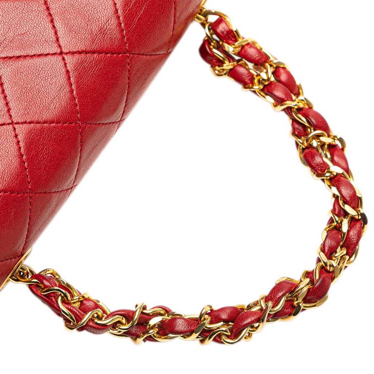 Chanel Timeless Mini Square Lamb Red Signs of wear | Sell your designer bag