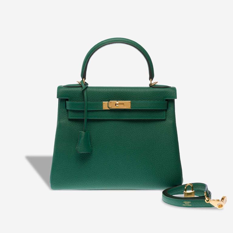 Hermès Kelly 28 Clémence Vert Moyen Front | Sell your designer bag