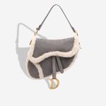 Dior Saddle Medium Shearling Grey / White Front | Sell your designer bag